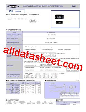 ZLH Series Datasheet by Rubycon 